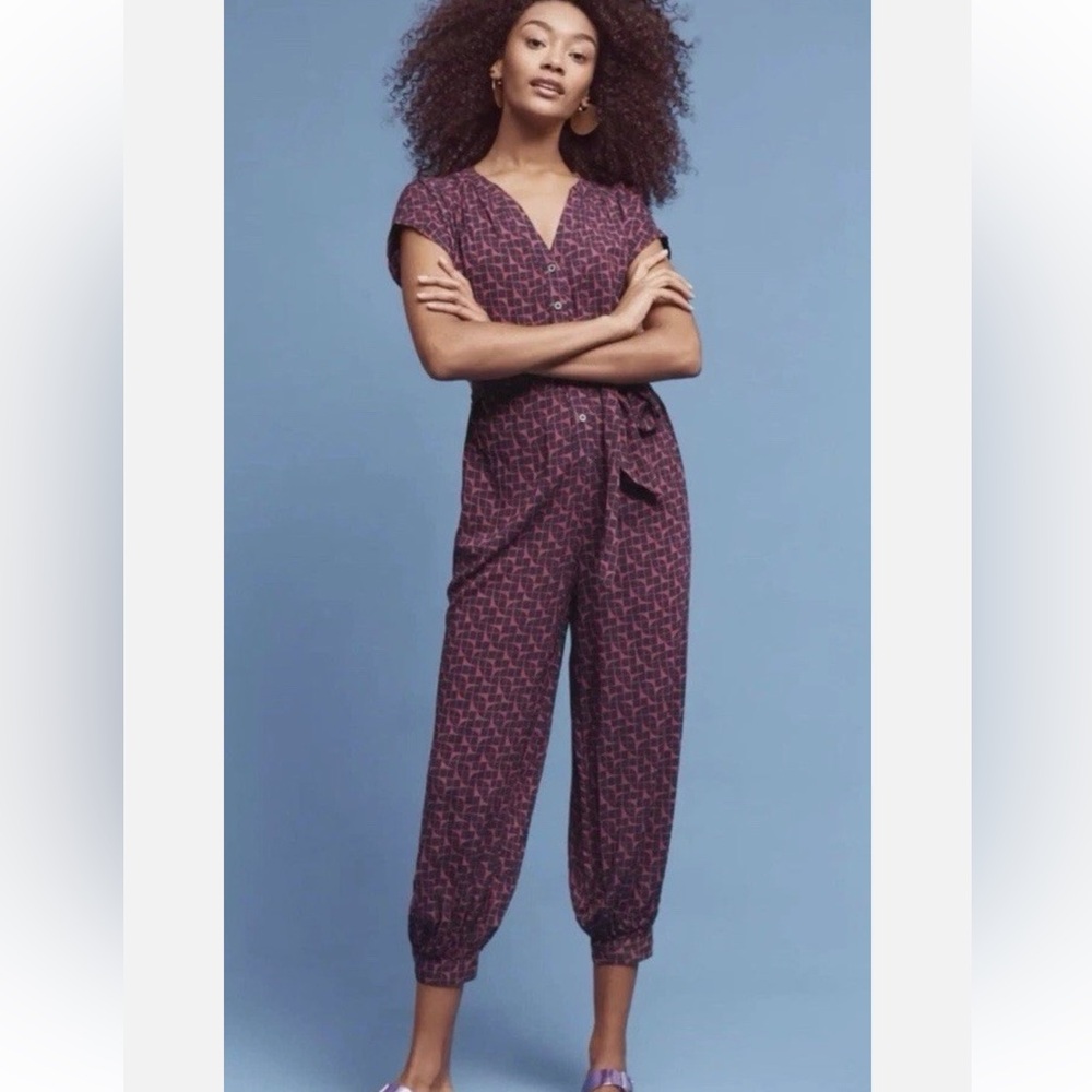 Maeve Burgundy Printed Jumpsuit